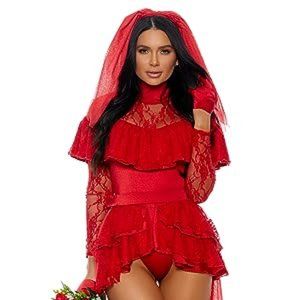 Forplay Beetle Bride To Be Lace Bodysuit Red L/XL